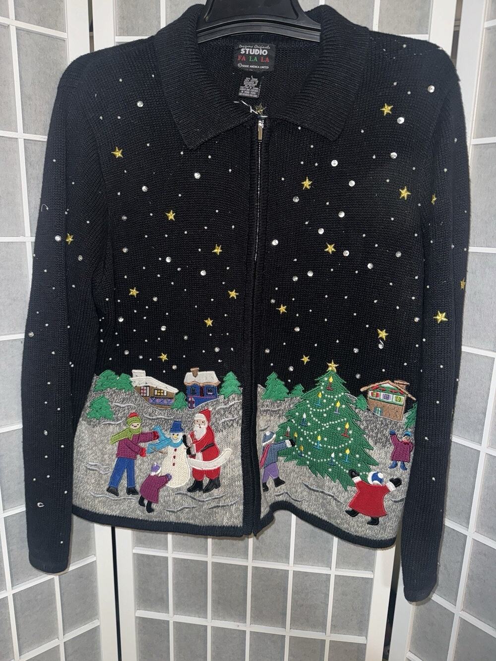 Designer Originals Studio Joy Christmas Holiday Snowman Sweater Womens Large